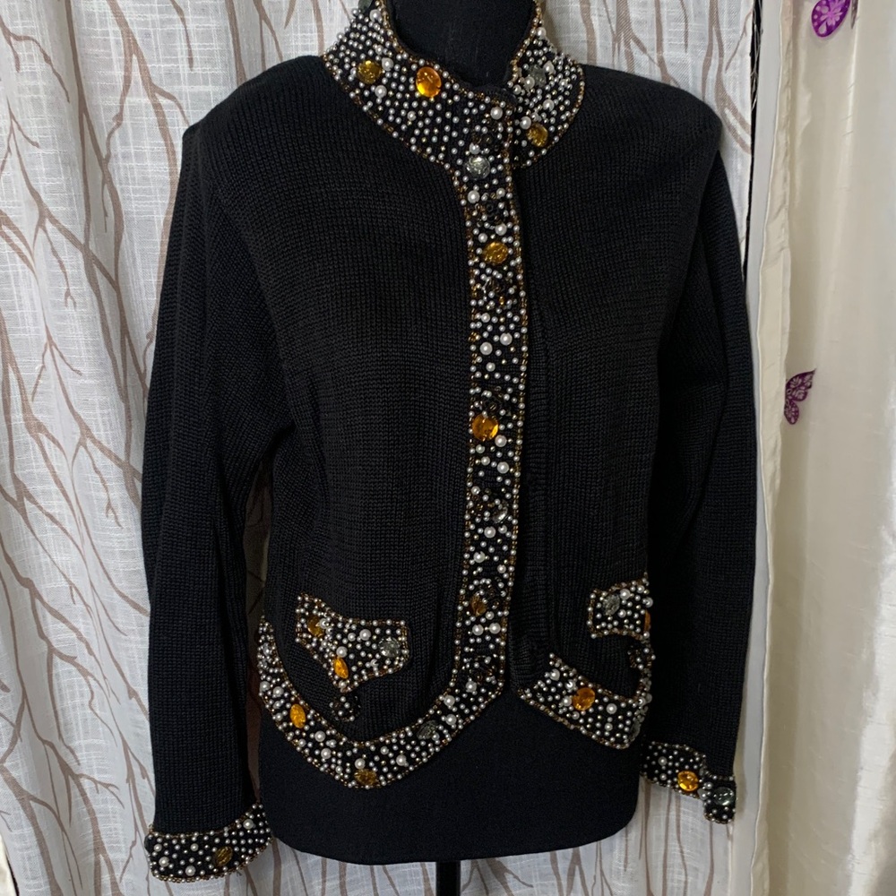 Lisa Nichol Embellished black Women's cardigan